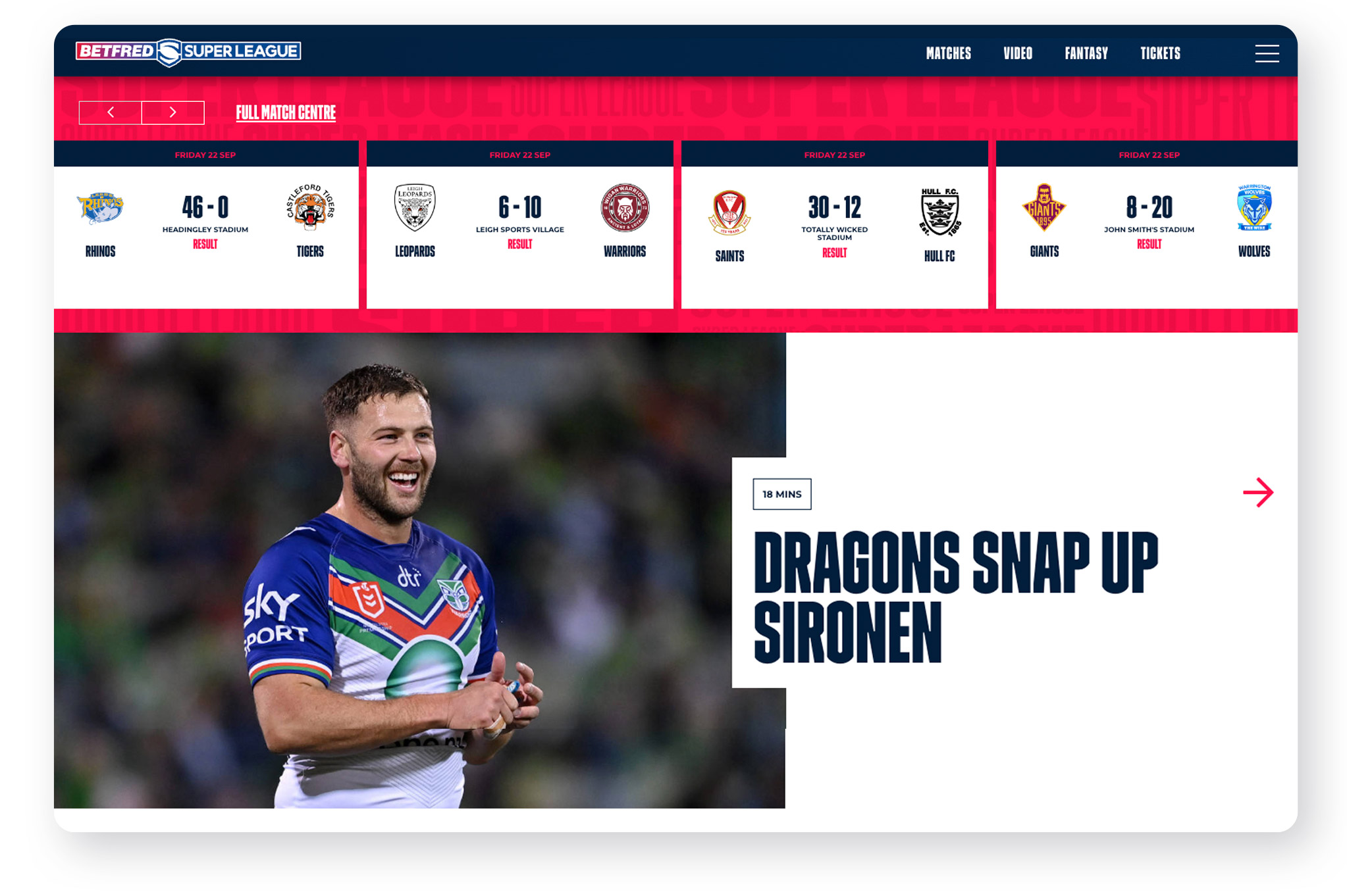 Official Betfred Super League Website